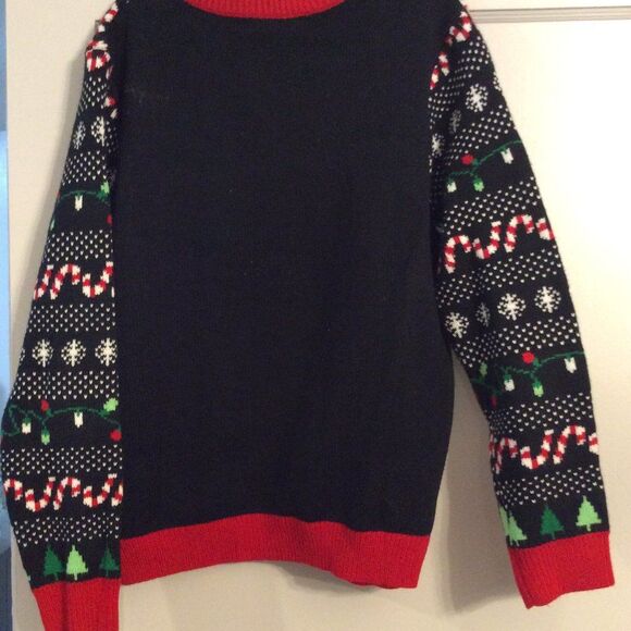 Ugly Christmas Sweater Dinosaur snow candy cane lights Medium M warm - Picture 4 of 4